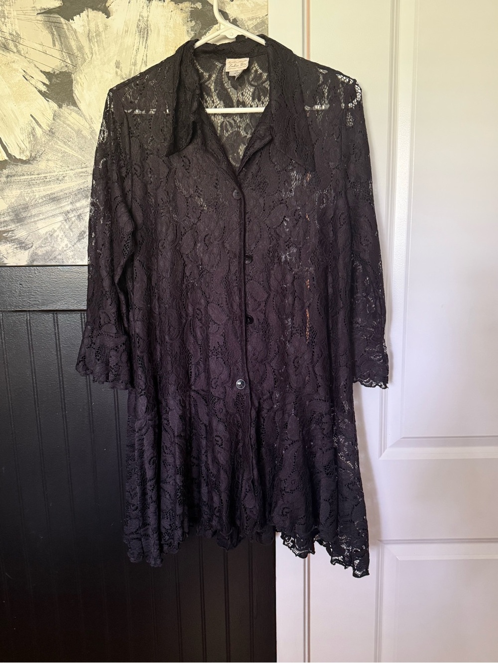 Black Lace Button-Front Maxi Dress by Dainty Jewells